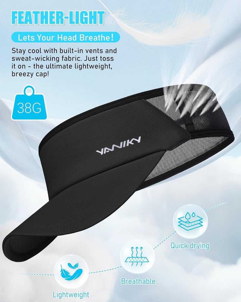 YANIKY Sports Sun Visor Hats for Women Men Lightweight Breathable Cooling Stretchy Visors Foldable UPF 50+ for Running Tennis Golf - Image 5
